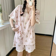 ID1656 かわいい クマちゃん パジャマセット 半袖トップス＆ショートパンツ ゆったり 家居着 レディース 綿 通気性抜群