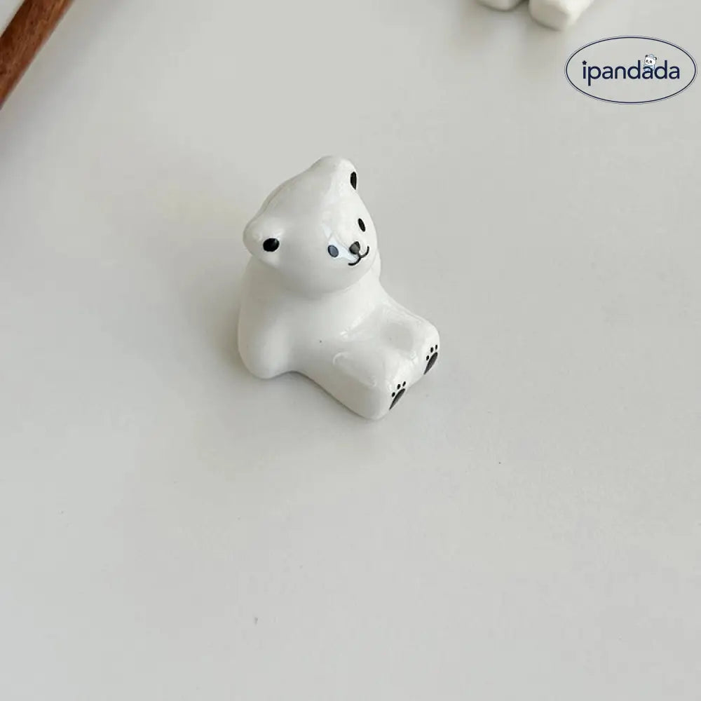 かわいい クリスマス帽子 白くま テーブル デコレーション セラミック 箸置き フォーク スプーン ホルダー ID2047