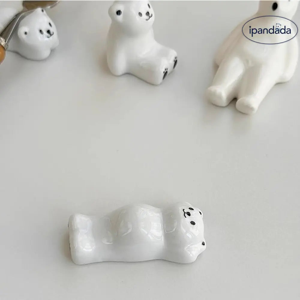 かわいい クリスマス帽子 白くま テーブル デコレーション セラミック 箸置き フォーク スプーン ホルダー ID2047