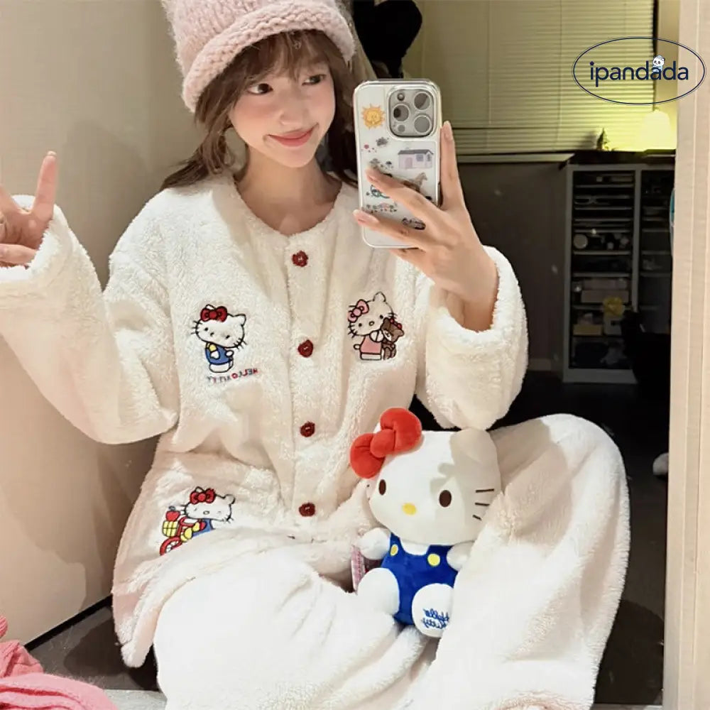 かわいい キャラクター フード付き 白黒 ストライプ ロングパイル パジャマ レディース 冬 長袖 パンツ ホームウェア セットアップ 暖かい 柔らかい 保温 快適 おしゃれ ルームウェア 自宅用 リラックス ID2826
