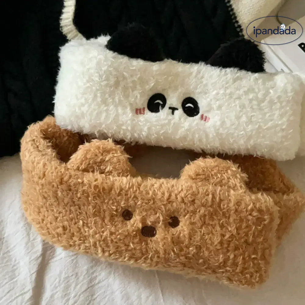 かわいい マジックテープ 小熊 パンダ 幅広 フリース ヘアバンド かわいい ルームウェア 洗顔用 ヘアバンド 幅広 ヘアアクセサリー ID2007