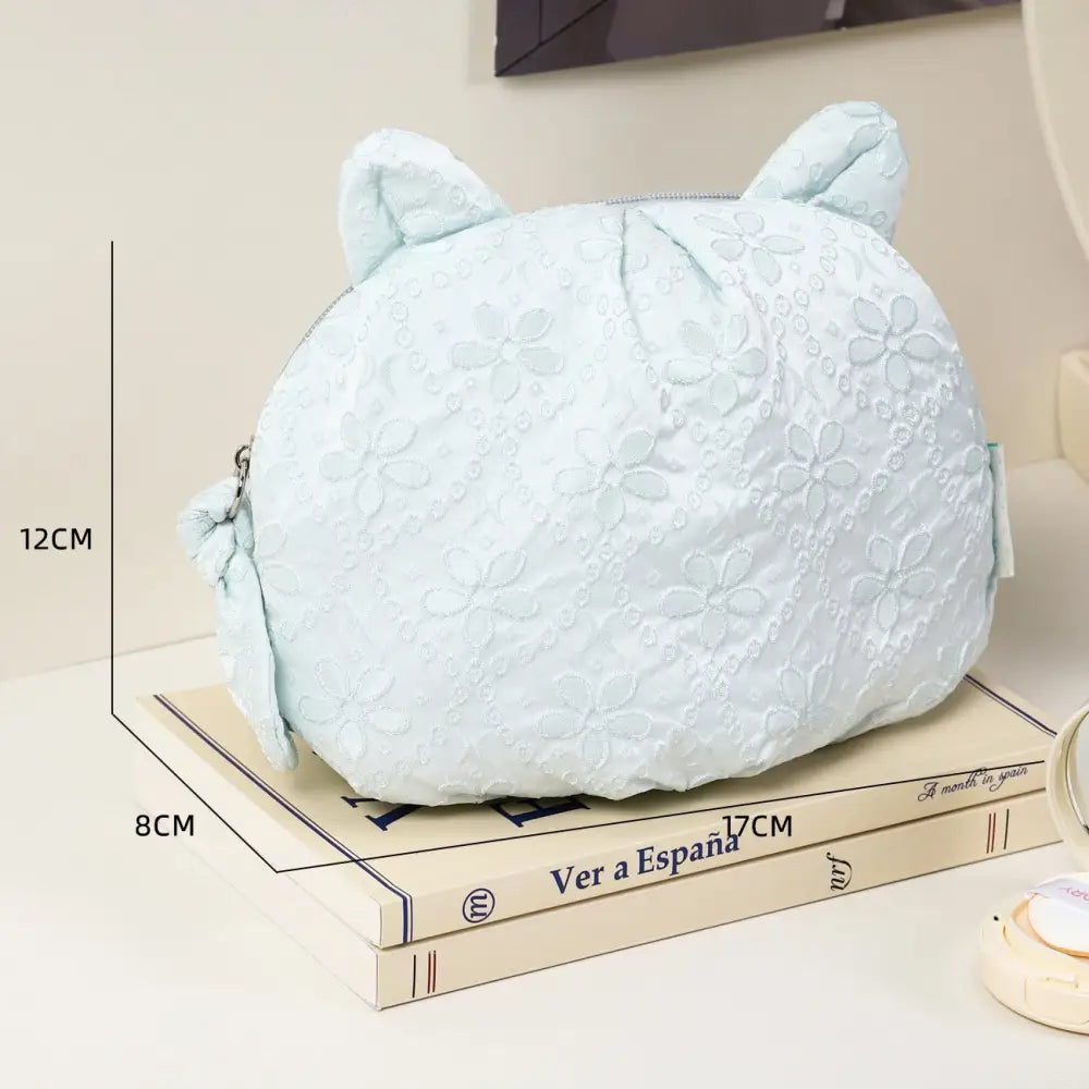 かわいい 猫ちゃんミニ 化粧ポーチ 女性用 携帯式 旅行必需品 洗面用具 衣類収納ポーチ ID2590 グリーン / タイプ①