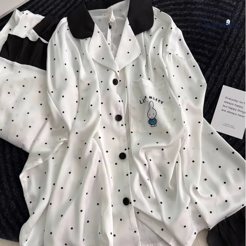 かわいい ミッフィー パジャマ レディース 春秋 ドット柄 長袖 長パンツ 新作 ルームウェア ID4332