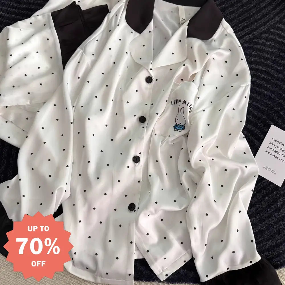 かわいい ミッフィー パジャマ レディース 春秋 ドット柄 長袖 長パンツ 新作 ルームウェア ID4332 写真通り / M