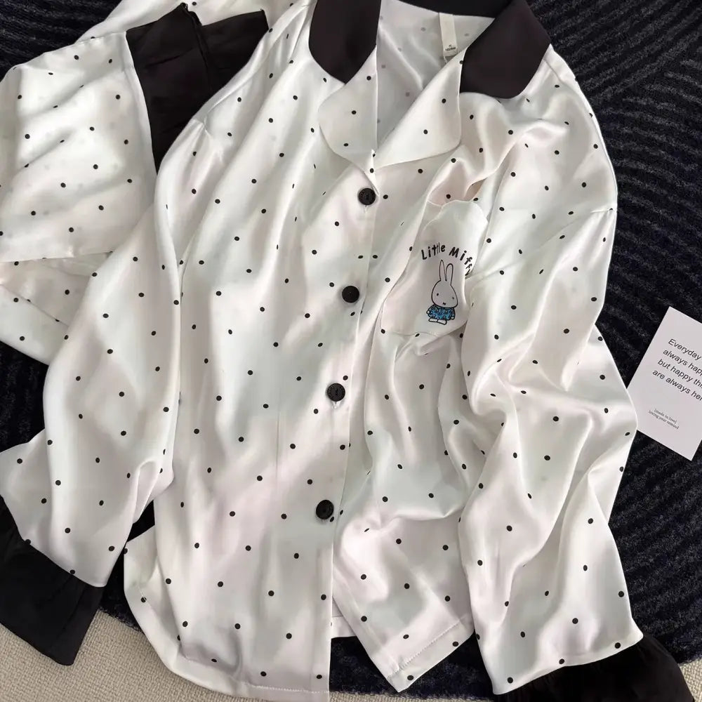 かわいい ミッフィー パジャマ レディース 春秋 ドット柄 長袖 長パンツ 新作 ルームウェア ID4332 写真通り / M