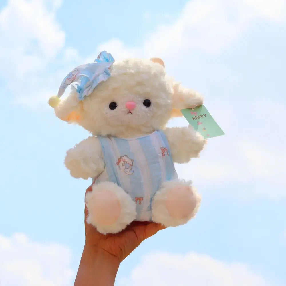 かわいい ぬいぐるみ アーティスト おもちゃ 女の子 羊 帽子付き ふわふわ ID3062 ブルー / 25cm