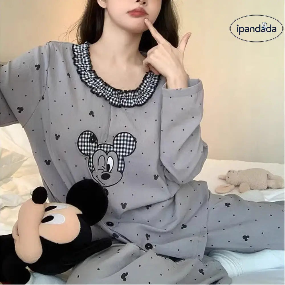 かわいい パジャマ レディース 春 レース 長袖 カートゥーン ミッキー ルームウェア ID4345