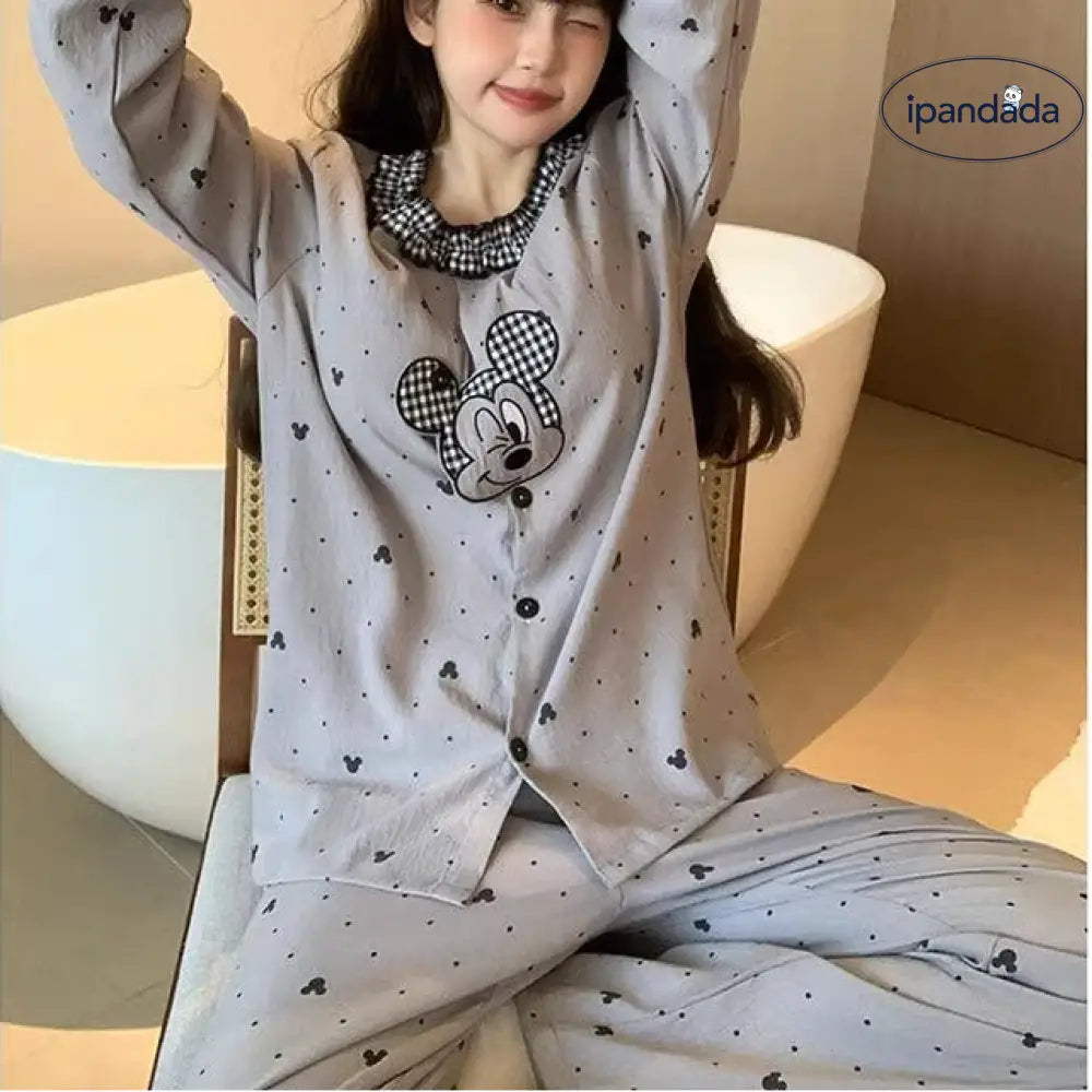 かわいい パジャマ レディース 春 レース 長袖 カートゥーン ミッキー ルームウェア ID4345