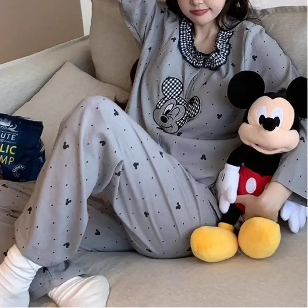 かわいい パジャマ レディース 春 レース 長袖 カートゥーン ミッキー ルームウェア ID4345 写真通り / M