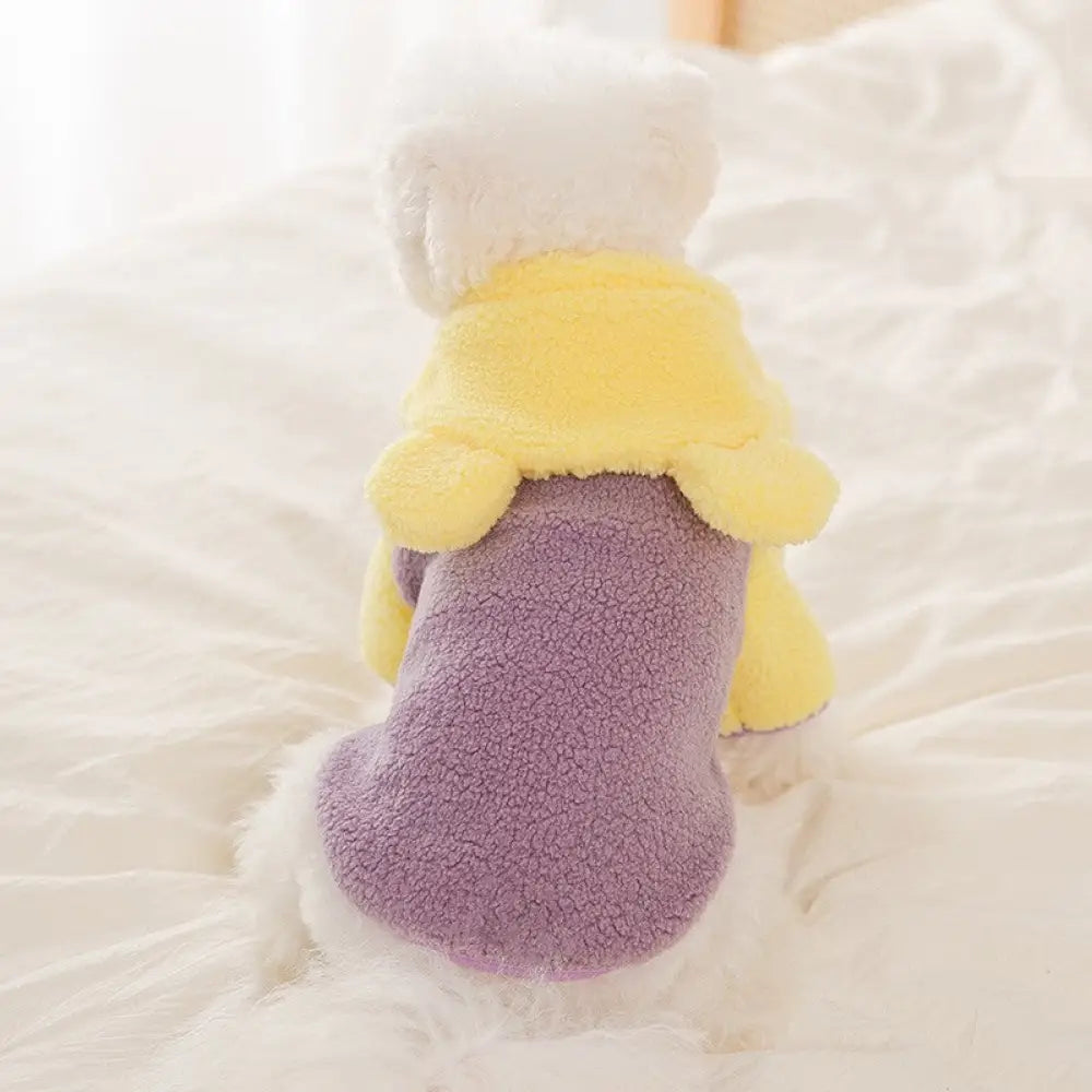 かわいい ペット 秋冬用 小型犬 フード付き コットンジャケット テディベア ビションフリーゼ チワワ 冬季用 犬服 冬バージョン ID2455 パープル / XS