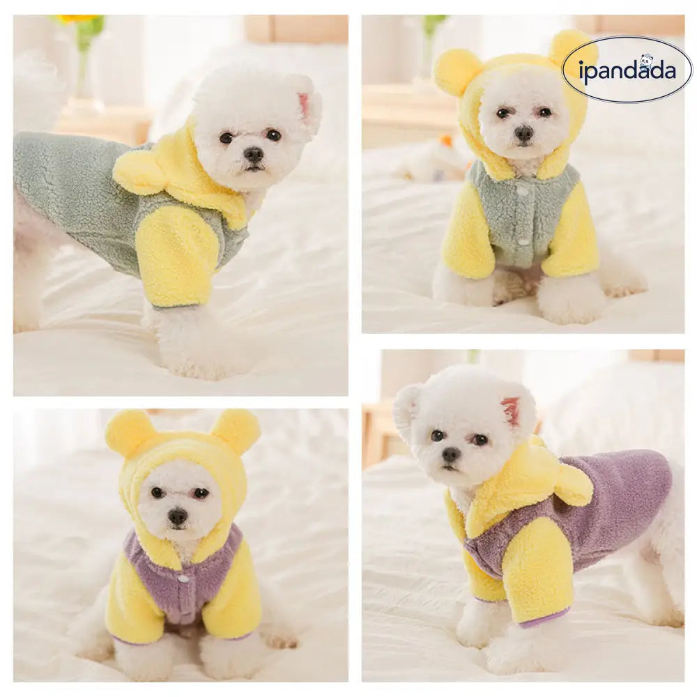 かわいい ペット 秋冬用 小型犬 フード付き コットンジャケット テディベア ビションフリーゼ チワワ 冬季用 犬服 冬バージョン ID2455