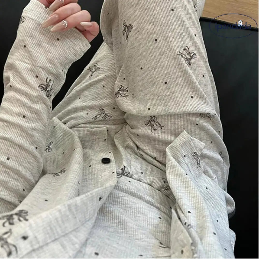 かわいい リボン キャミソール パジャマ レディース もこもこ ルームウェア 上下セット 春秋 長袖 ルームウェア 3点セット 外出可能 ID3878 レディース＞セットアップ