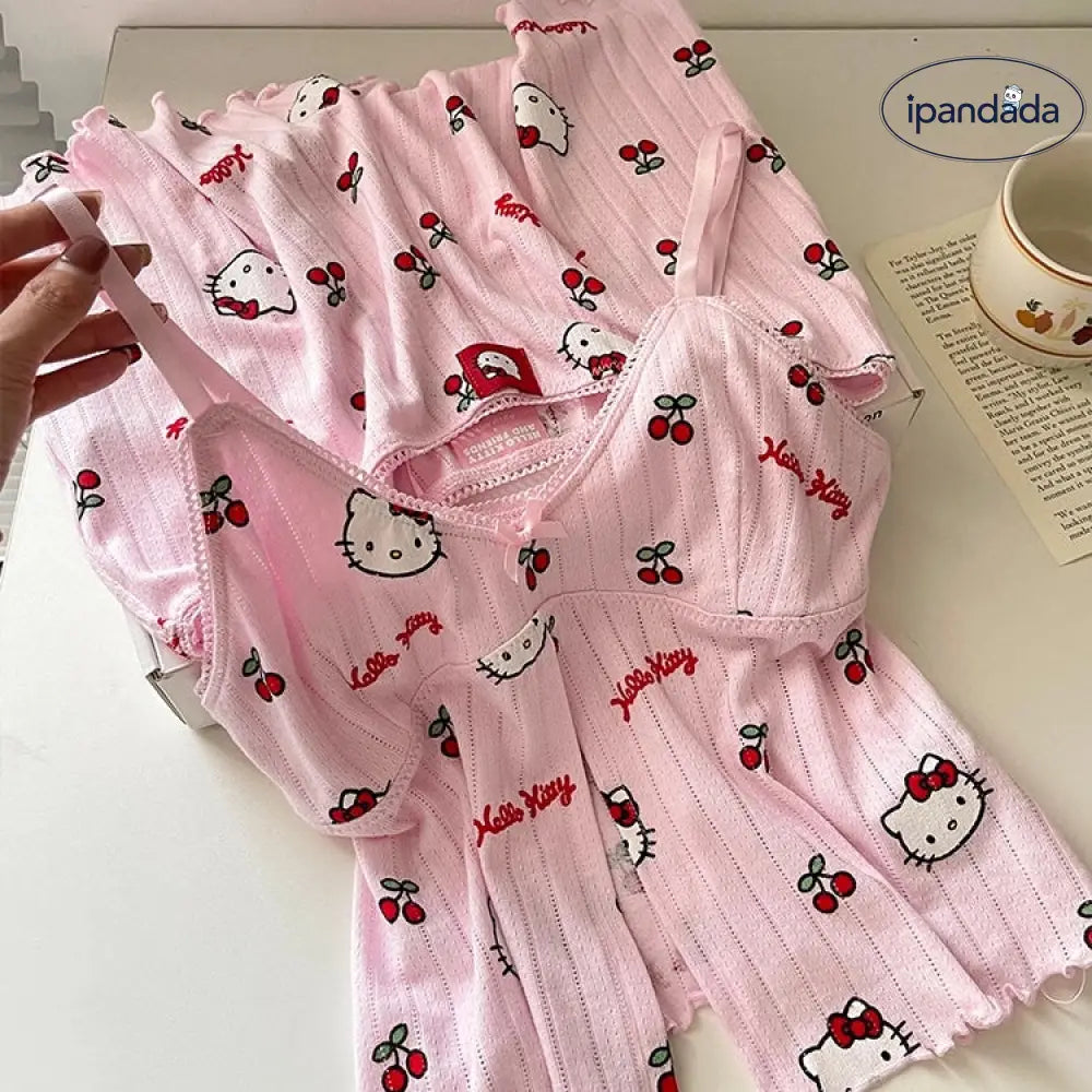 ID1530 かわいい 少女系 スイート ハローキティ ノースリーブ パジャマ レディース 夏 ピュア＆セクシー ショートパンツ ルームウェア インスタ人気 爆売れ 涼感 通気性 着心地良い