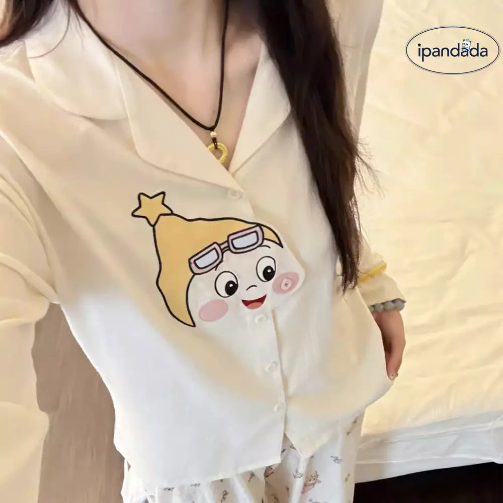 かわいい 長袖 パジャマ レディース 春秋 コットン カーディガン ルームウェア セット ID4334