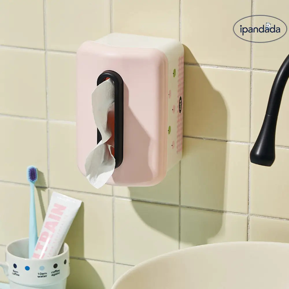 ID1296 【かわいいキャラクター】壁掛けティッシュボックス リビング・トイレ用 スプリング式 おしゃれ収納 滑り止め付き 家庭用 インテリア雑貨＞収納雑貨