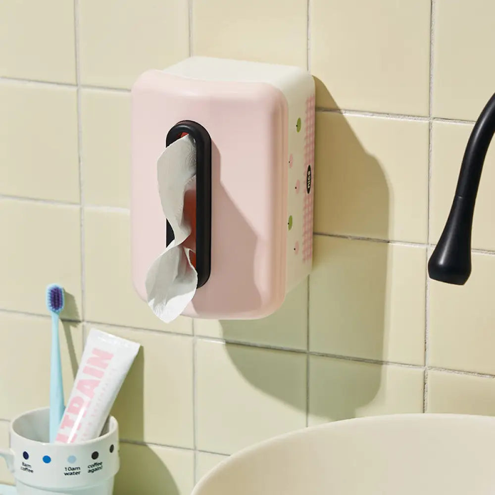 ID1296 【かわいいキャラクター】壁掛けティッシュボックス リビング・トイレ用 スプリング式 おしゃれ収納 滑り止め付き 家庭用 インテリア雑貨＞収納雑貨