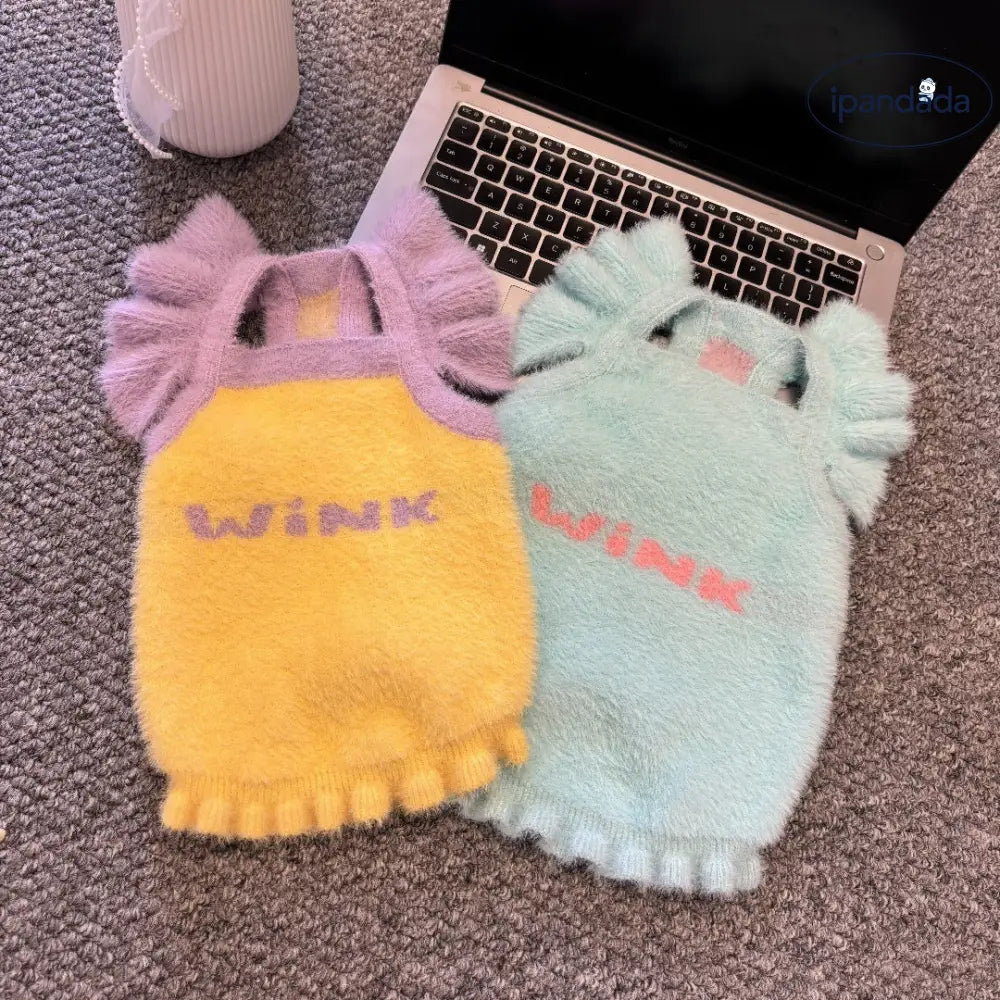 可愛い 保温 ペット フリル ストラップ セーター 猫 犬 秋冬 ヨークシャー マルチーズ ID2763