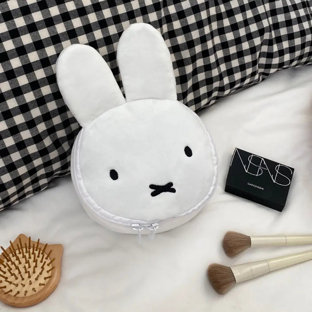 可愛い フリース 収納 バッグ 旅行 大容量 ハンドバッグ 化粧品バッグ 小物入れ 収納ポーチ ID2872 ホワイト