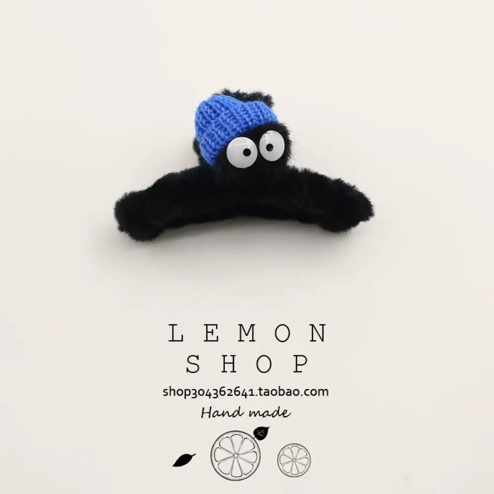 可愛い ファー付き ヘアクリップ 秋冬 新作 高級感 鮫型 クリップ バックヘア ID3275 ブラック / 11cm