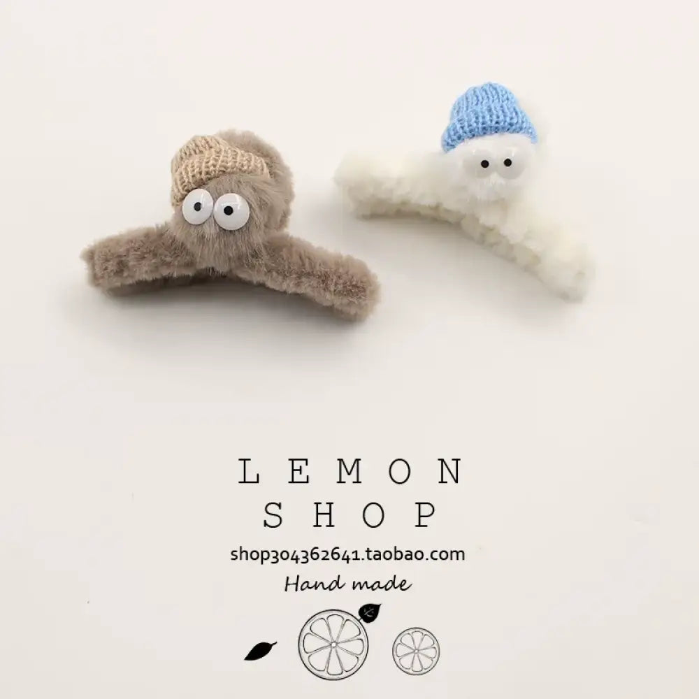 可愛い ファー付き ヘアクリップ 秋冬 新作 高級感 鮫型 クリップ バックヘア ID3275