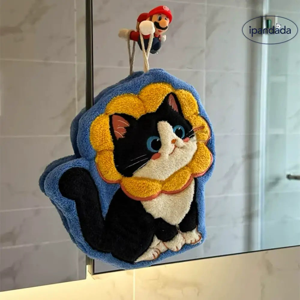 可愛い 猫型 ハンドタオル 吊り下げ式 厚手 キッチン バスルーム 小さな タオル 吸水速乾 毛が抜けない 手拭き 家庭用 ID2074
