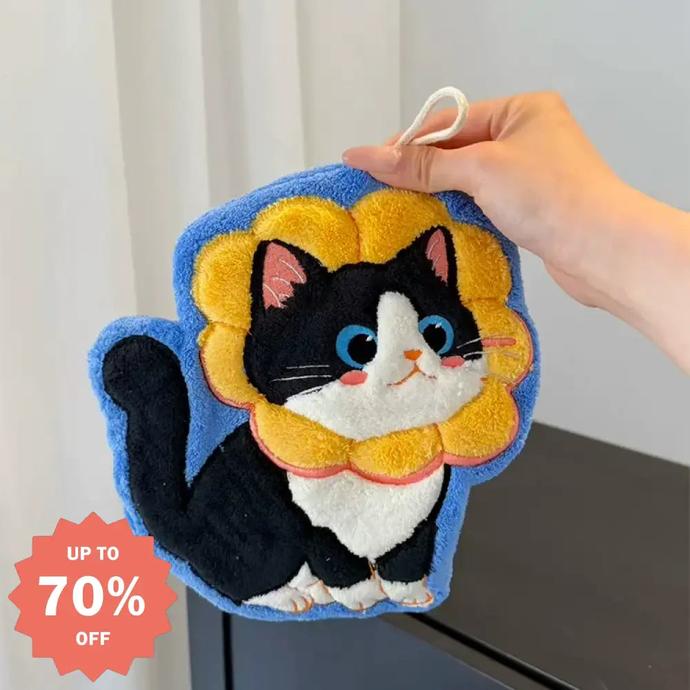 可愛い 猫型 ハンドタオル 吊り下げ式 厚手 キッチン バスルーム 小さな タオル 吸水速乾 毛が抜けない 手拭き 家庭用 ID2074