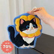 可愛い 猫型 ハンドタオル 吊り下げ式 厚手 キッチン バスルーム 小さな タオル 吸水速乾 毛が抜けない 手拭き 家庭用 ID2074