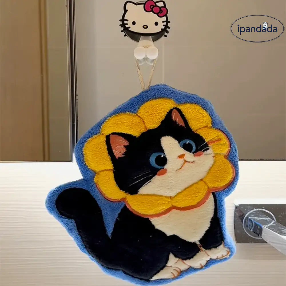 可愛い 猫型 ハンドタオル 吊り下げ式 厚手 キッチン バスルーム 小さな タオル 吸水速乾 毛が抜けない 手拭き 家庭用 ID2074