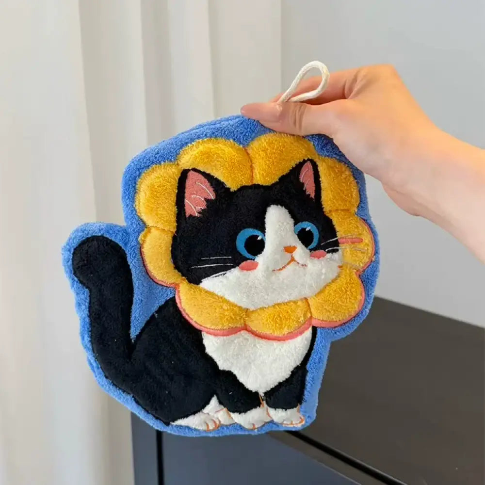 可愛い 猫型 ハンドタオル 吊り下げ式 厚手 キッチン バスルーム 小さな タオル 吸水速乾 毛が抜けない 手拭き 家庭用 ID2074