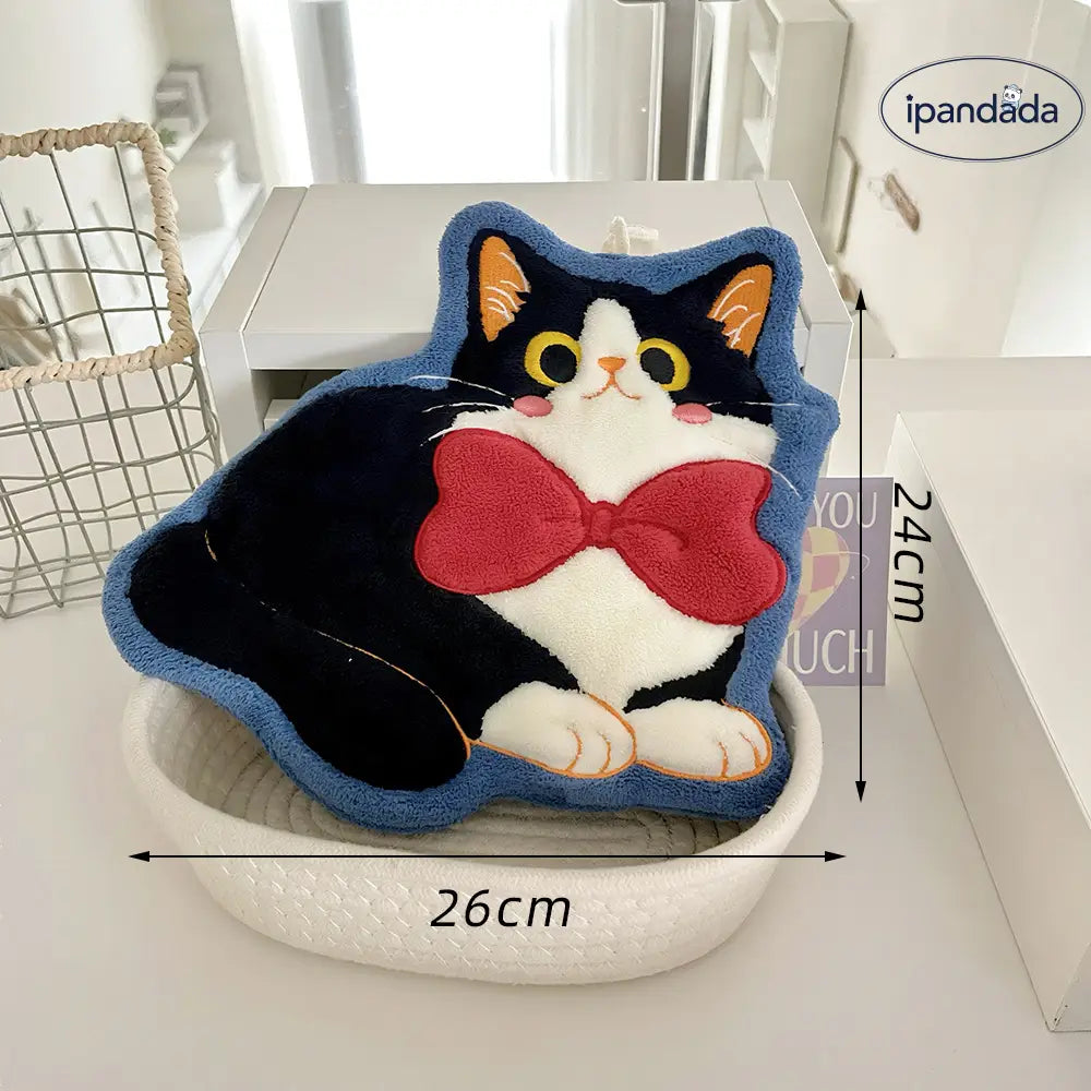 可愛い 猫型 ハンドタオル 吊り下げ式 厚手 キッチン バスルーム 小さな タオル 吸水速乾 毛が抜けない 手拭き 家庭用 ID2074