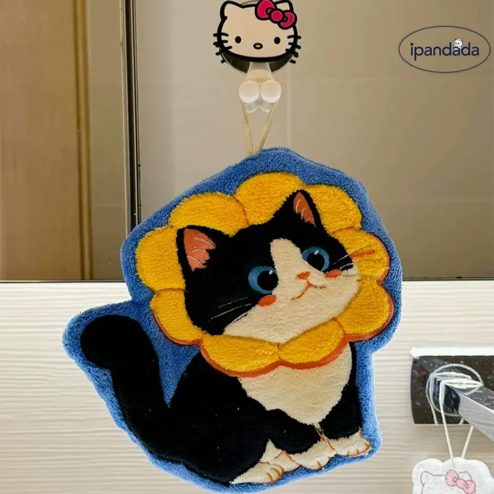 可愛い 猫型 ハンドタオル 吊り下げ式 厚手 キッチン バスルーム 小さな タオル 吸水速乾 毛が抜けない 手拭き 家庭用 ID2074