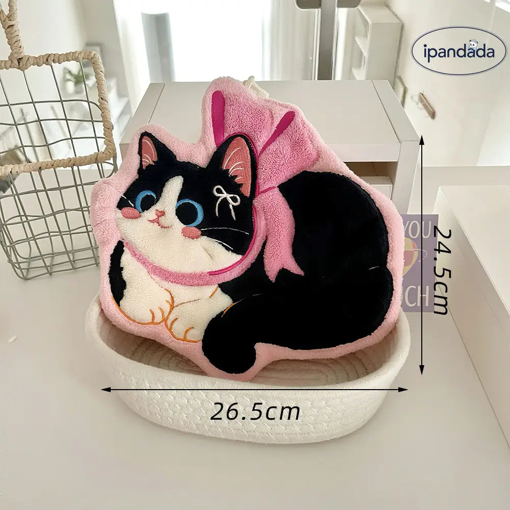可愛い 猫型 ハンドタオル 吊り下げ式 厚手 キッチン バスルーム 小さな タオル 吸水速乾 毛が抜けない 手拭き 家庭用 ID2074