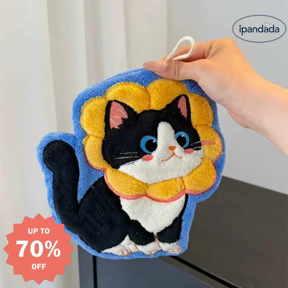 可愛い 猫型 ハンドタオル 吊り下げ式 厚手 キッチン バスルーム 小さな タオル 吸水速乾 毛が抜けない 手拭き 家庭用 ID2074