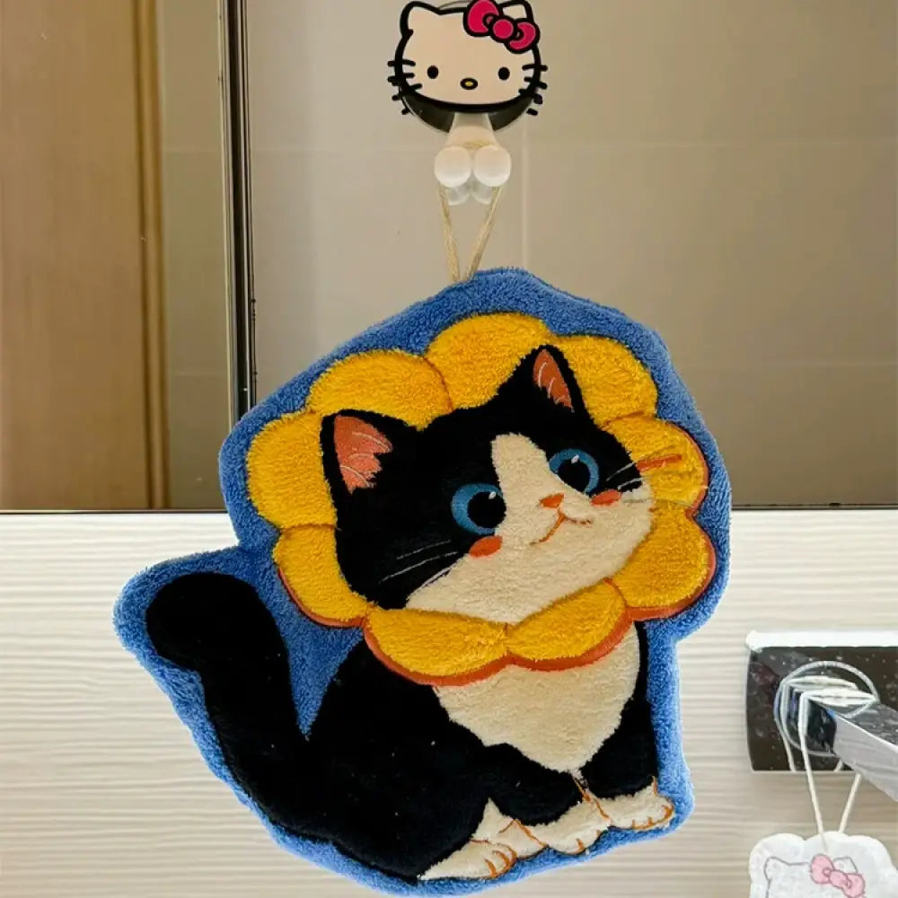 可愛い 猫型 ハンドタオル 吊り下げ式 厚手 キッチン バスルーム 小さな タオル 吸水速乾 毛が抜けない 手拭き 家庭用 ID2074 タイプ① / 一つ インテリア雑貨>その他