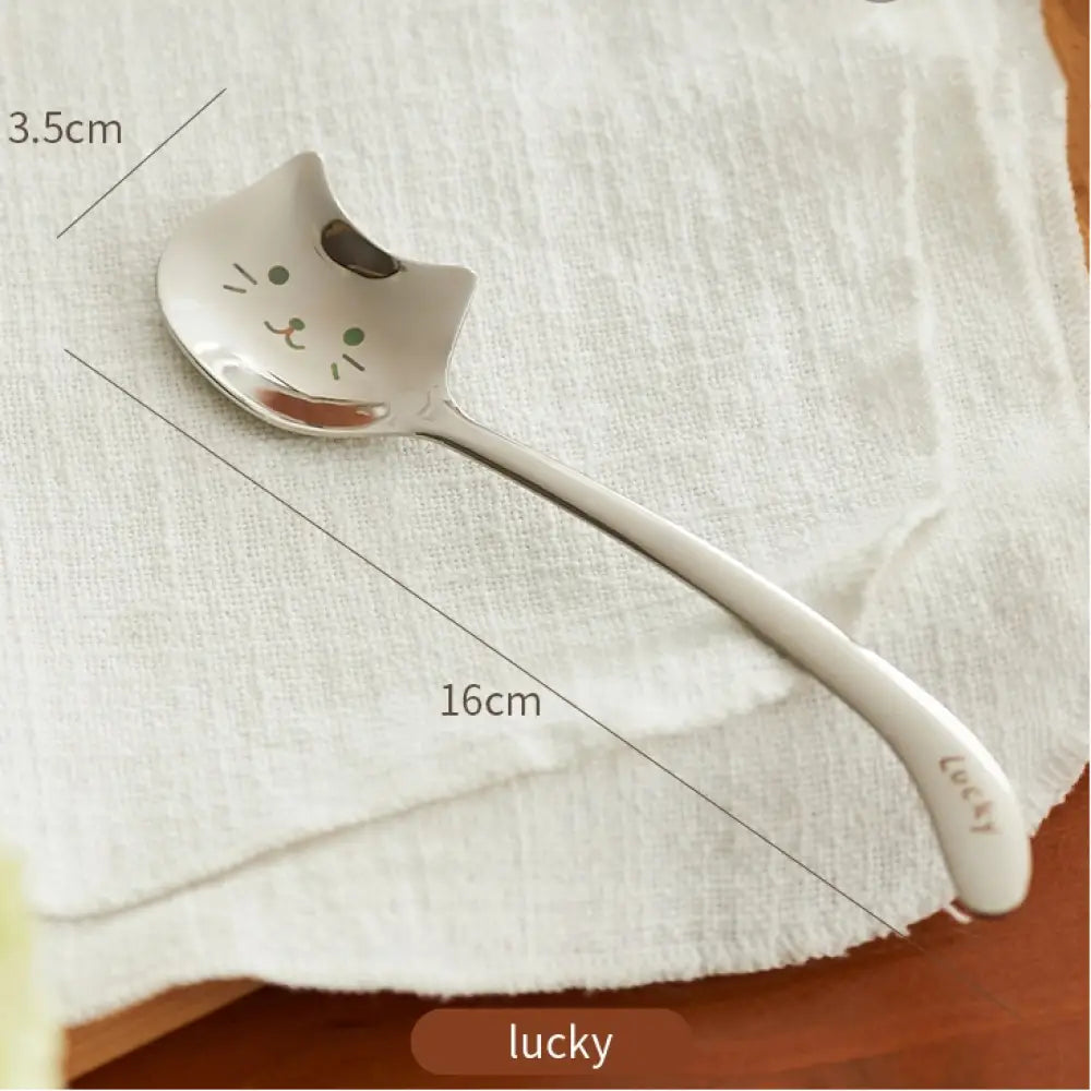 可愛い 猫型 コーヒースプーン ステンレス ロングハンドル スターリングスプーン 創意 デザートスプーン 精緻 調理スプーン ステアリングスティック ID2072 タイプ② インテリア雑貨>その他