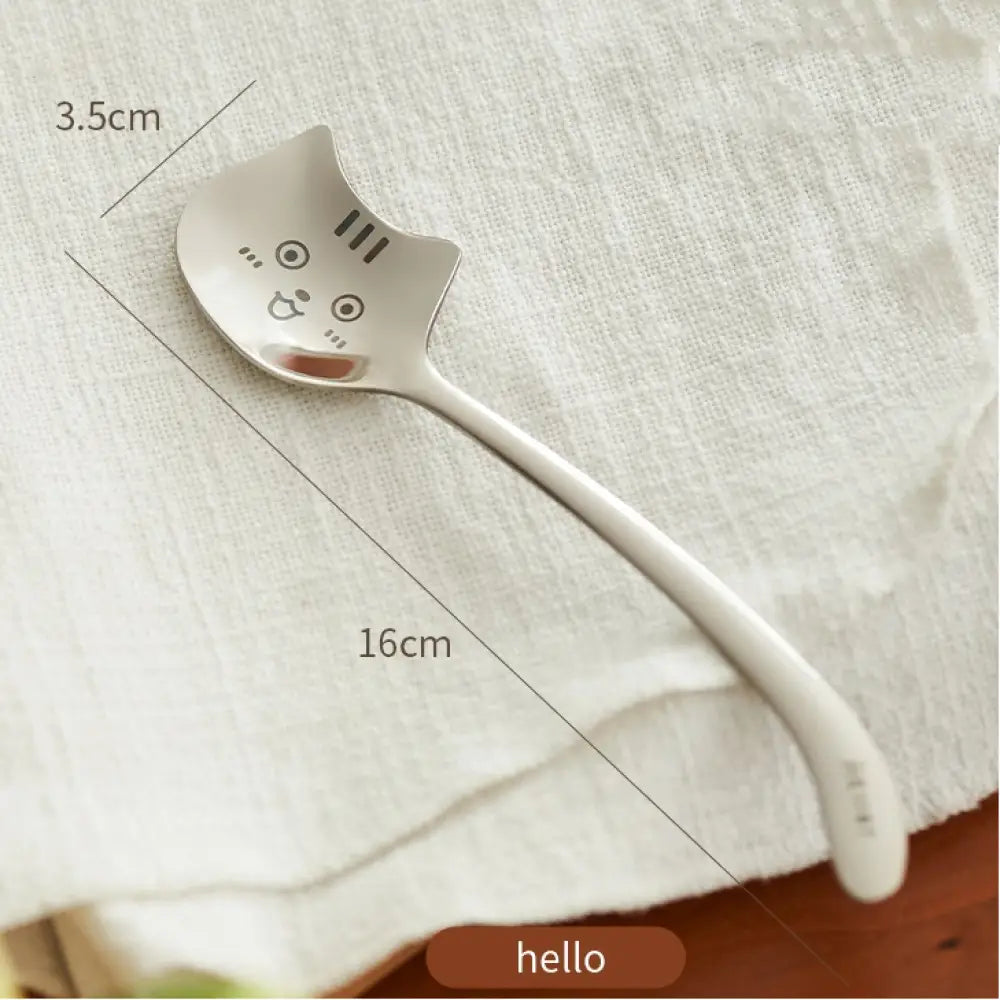 可愛い 猫型 コーヒースプーン ステンレス ロングハンドル スターリングスプーン 創意 デザートスプーン 精緻 調理スプーン ステアリングスティック ID2072 タイプ① インテリア雑貨>その他