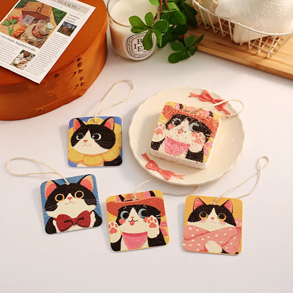 可愛い 木材パルプ コットン 食器洗い スポンジ 吸水 キッチン専用 洗浄用スポンジ 油汚れ除去 便利アイテム ID2132 柄ランダム発送 / 二つ インテリア雑貨>その他