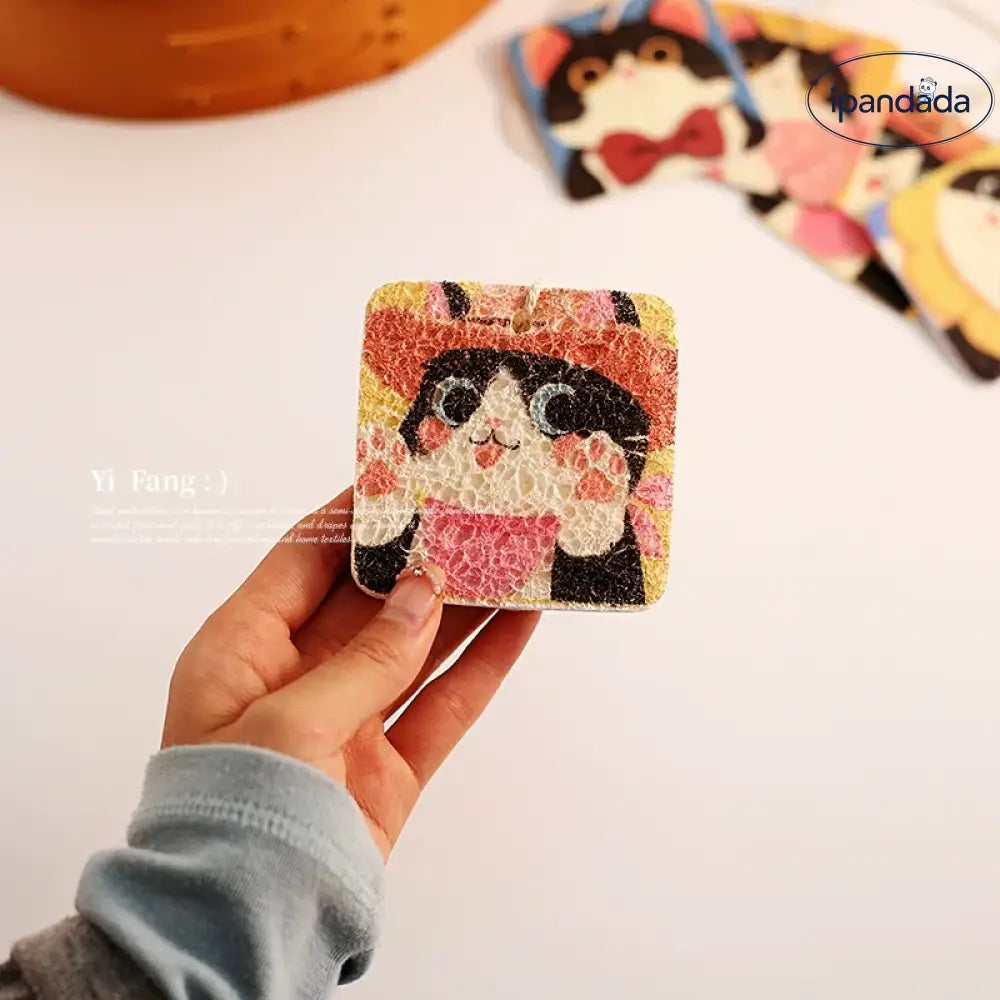 可愛い 木材パルプ コットン 食器洗い スポンジ 吸水 キッチン専用 洗浄用スポンジ 油汚れ除去 便利アイテム ID2132