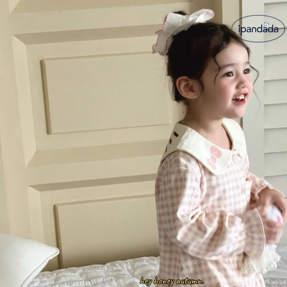 キティ カーディガン パジャマ セット 女の子 秋冬 ルームウェア キッズ 2点セット 肌に優しい ID4020