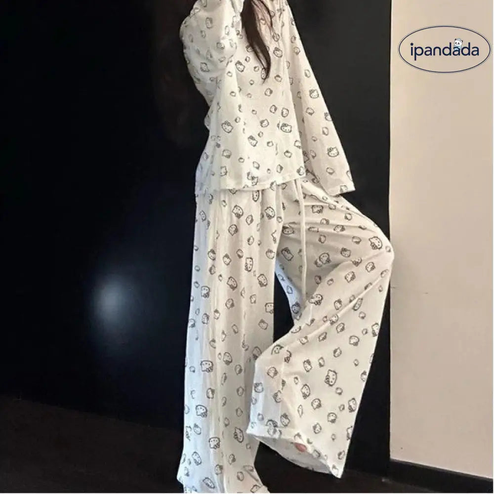 キティ パジャマ セット 秋冬 ピュアカワ ルームウェア 大きいサイズ 女子 部屋着 外出着 3点セット 肌触りよい ID3969