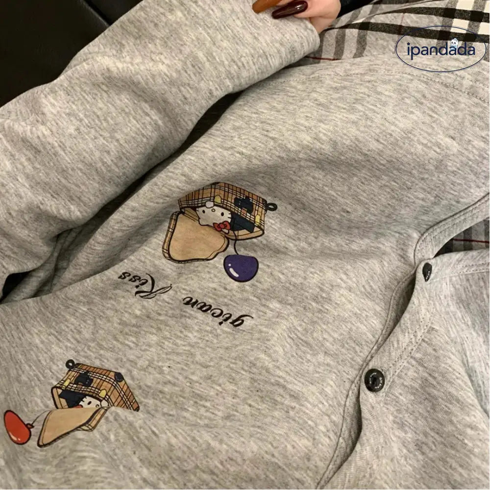 キティ 新作 パジャマ セット レース 付き 花柄 プリント カートゥーン 女性用 ルームウェア ホームウェア カジュアル 可愛い 甘い 柔らかい 長袖 長ズボン ゆったり プレゼント ID4162 レディース＞セットアップ