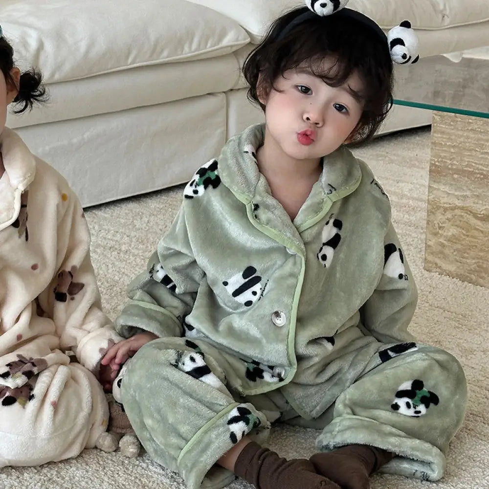 キッズ フランネル パジャマ 男の子 女の子 秋冬 厚手 セット ベビー カーディガン付き ルームウェア ID2968 タイプ⑤ / 90cm