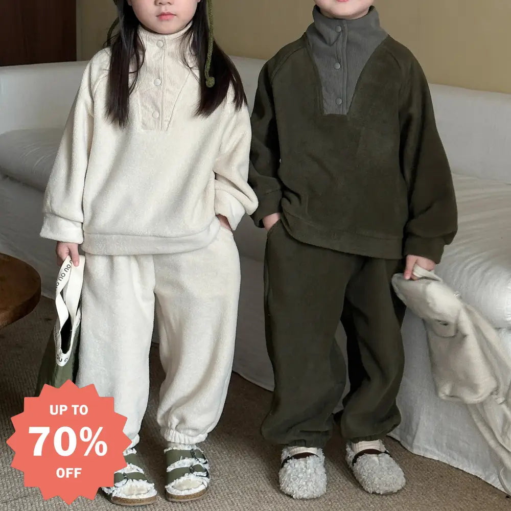 キッズ フリース セット 裏起毛 男の子 女の子 スポーツ 秋冬用 ベビー カジュアル スウェット 2点セット ID3551
