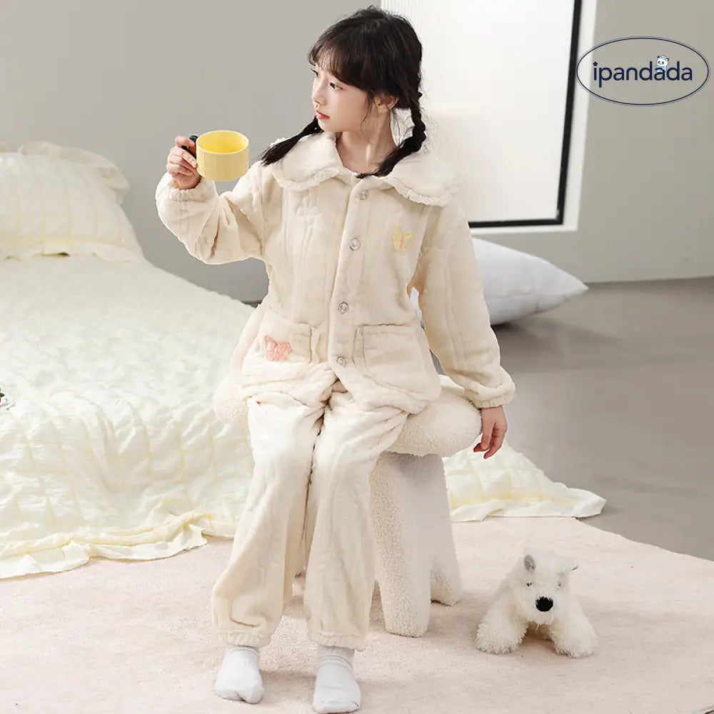 キッズ パジャマ 女の子 サンゴフリース 秋冬 新作 かわいい おしゃれ ルームウェア 中・大童 フランネル セットアップ ID2669