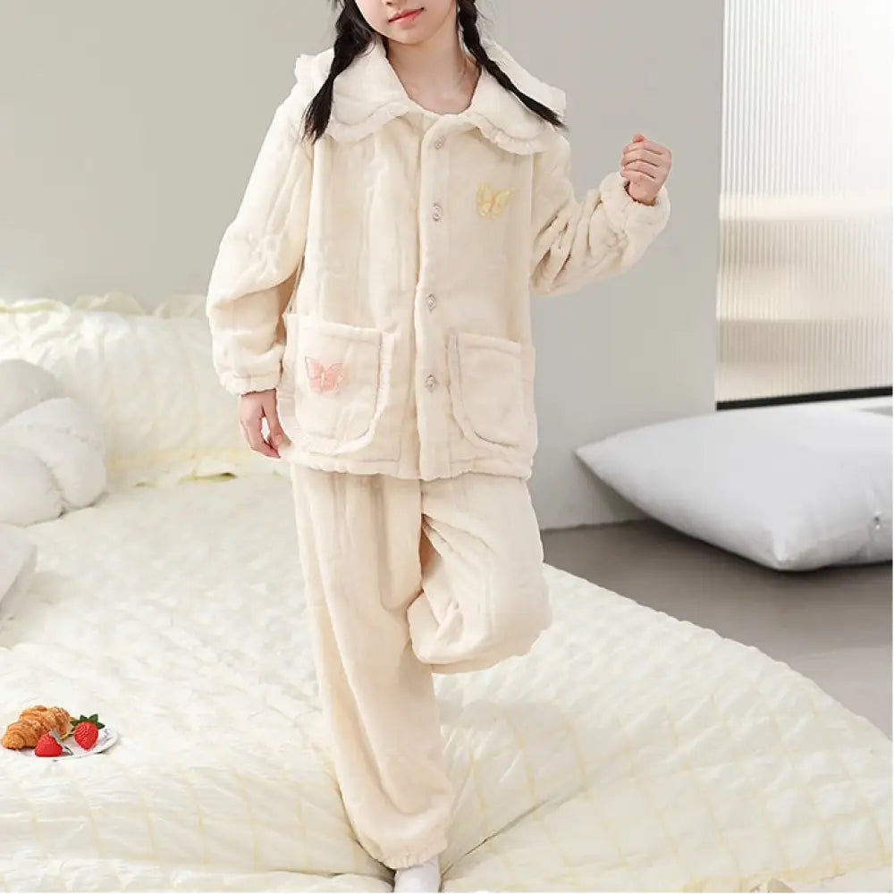 キッズ パジャマ 女の子 サンゴフリース 秋冬 新作 かわいい おしゃれ ルームウェア 中・大童 フランネル セットアップ ID2669