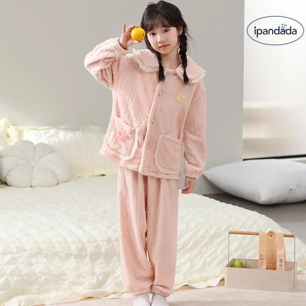 キッズ パジャマ 女の子 サンゴフリース 秋冬 新作 かわいい おしゃれ ルームウェア 中・大童 フランネル セットアップ ID2669