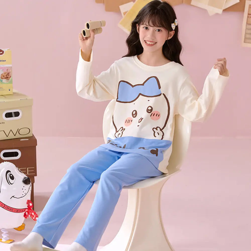 キッズパジャマ 女の子 長袖 トップス 春 秋 コットン かわいい 韓国風 親子パジャマセット キャラクター ゆったり ホームウェア ID4019 タイプ③ / 110cm ベビー＆キッズ＞キッズ