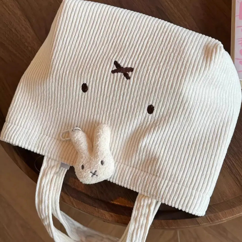 コーデュロイ ミッフィー 手提げバッグ 可愛い 刺繍 ショウジョココロ 上班 通勤 百搭 便利 大容量 ハンドバッグ ハンドバッグ+チャーム ID2237 ハンドバッグ+チャーム インテリア雑貨＞ファッション雑貨
