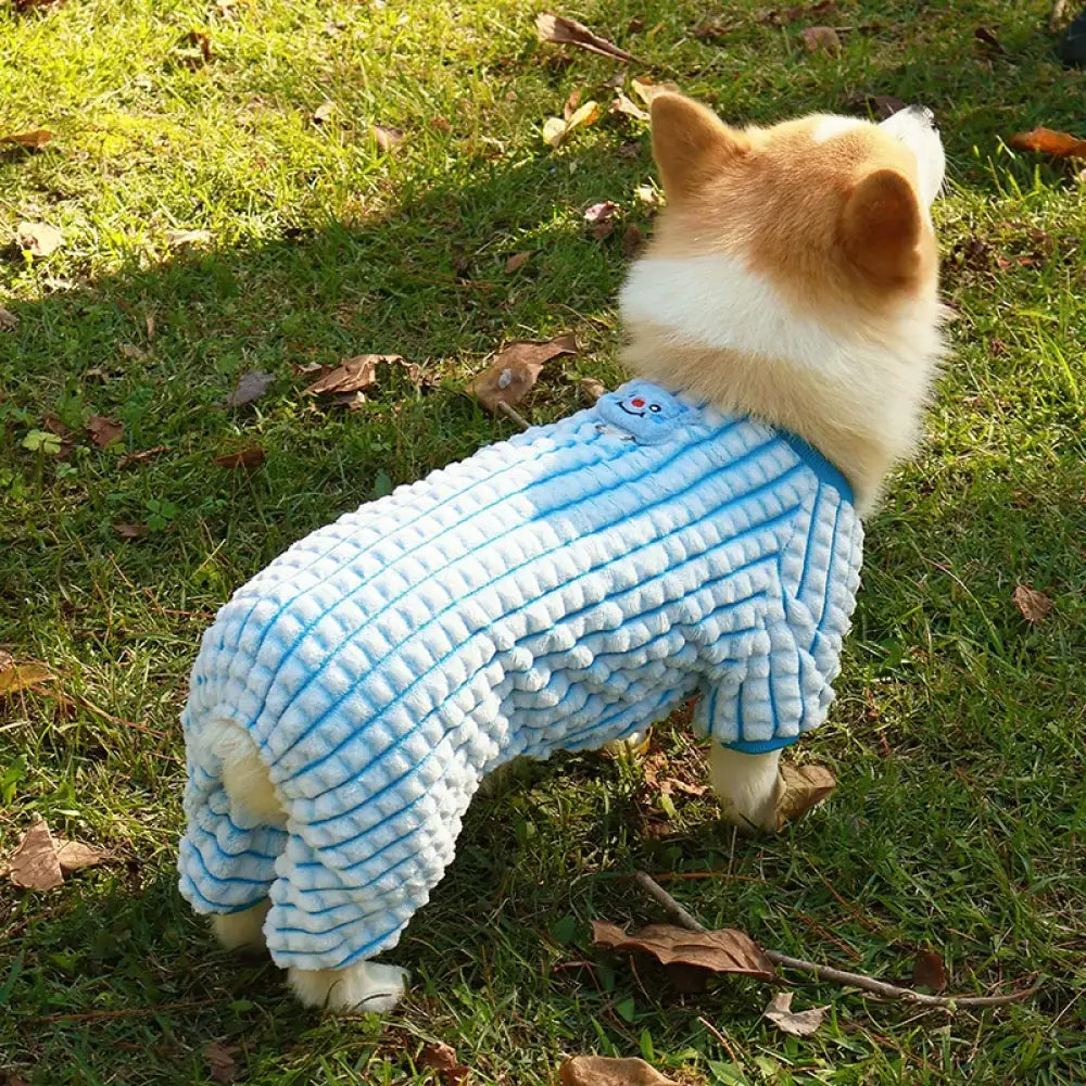 コーギー 柴犬 シュナウザー テディベア 犬服 秋冬 加毛 保温 ペット用 四足の服 パジャマ 毛落ち防止 ペット用品 ID2416 タイプ② / M