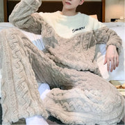 コーラル フリース パジャマ メンズ 冬用 厚手 フリース 秋冬 男性用 部屋着 セット ID3181